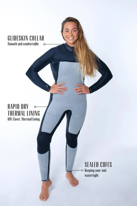 Coastlines - Insulator Series Womens 3/2mm Chest Zip Steamer Wetsuits Wetsuits Coastlines   