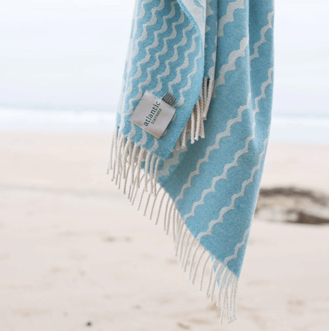 Blue Swell Recycled Wool Blanket - Atlantic Blankets Blankets Atlantic Blankets   
